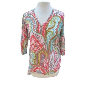 J. McLaughlin colorful shear swim cover up 100% cotton size small Tunic